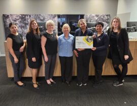 Team members from Children First Blacktown Road Children’s Centre and Commonwealth Bank Plumpton at the CommBank Community Donation cheque presentation.